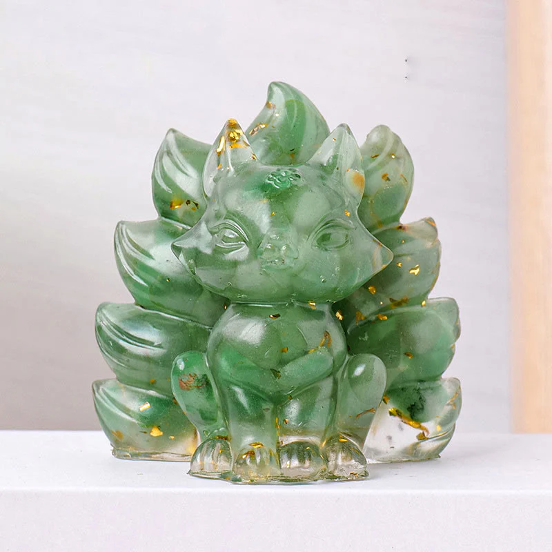 Buddha Stones Małe Różne Kamień Kwarc Truskawkowy Ametyst Zielony Awenturyn Dziewięcioogonowy Lis Uzdrawiający Dekoracja Domu - Image 9
