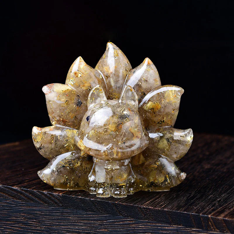 Buddha Stones Małe Różnorodne Kamień Różowy Kryształ Cytryn Ametyst Dziewięcioogonowy Lis Ciepło Dekoracja Domu - Image 13