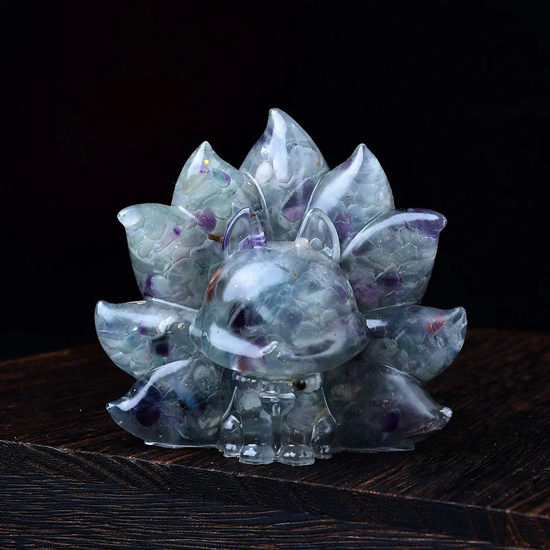Buddha Stones Małe Różnorodne Kamień Różowy Kryształ Cytryn Ametyst Dziewięcioogonowy Lis Ciepło Dekoracja Domu - Image 15