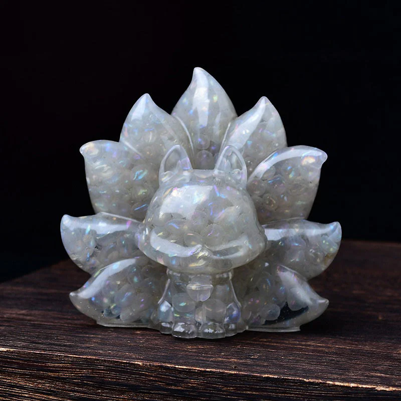 Buddha Stones Małe Różnorodne Kamień Różowy Kryształ Cytryn Ametyst Dziewięcioogonowy Lis Ciepło Dekoracja Domu - Image 21