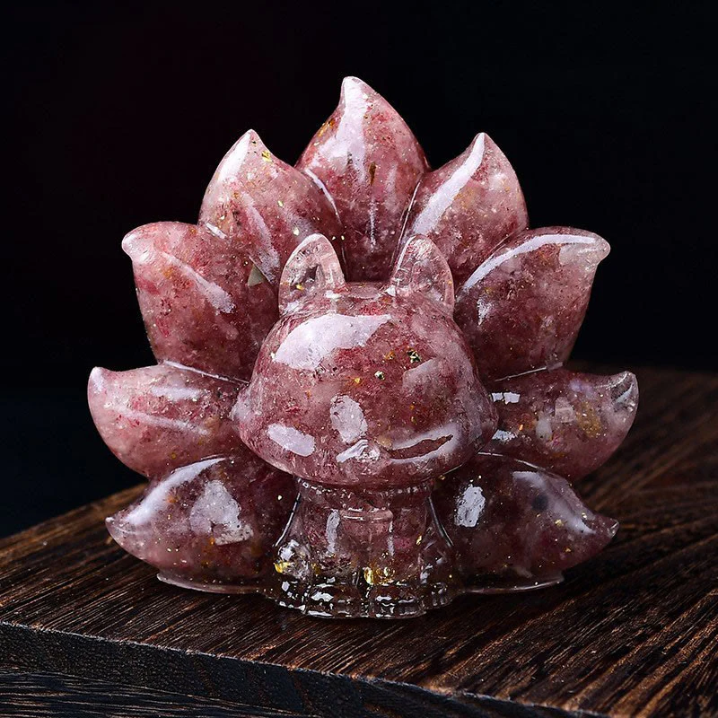 Buddha Stones Małe Różnorodne Kamień Różowy Kryształ Cytryn Ametyst Dziewięcioogonowy Lis Ciepło Dekoracja Domu - Image 23