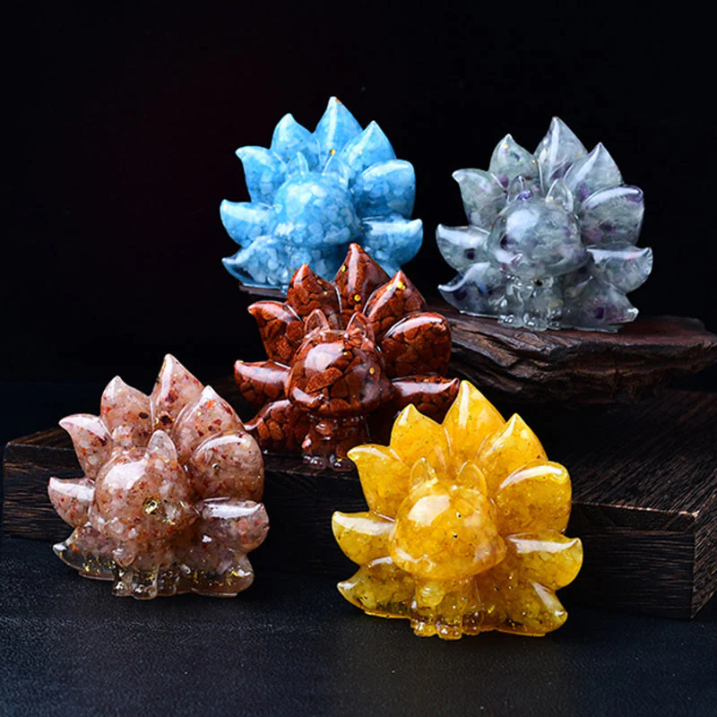 Buddha Stones Małe Różnorodne Kamień Różowy Kryształ Cytryn Ametyst Dziewięcioogonowy Lis Ciepło Dekoracja Domu - Image 31