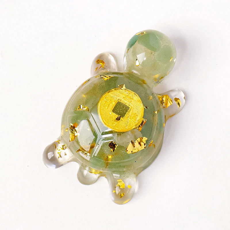 Buddha Stones Małe Różnorodne Kryształowe Zielone Awenturyny Ametystowe Żółwie Miedziane Monety Szczęście Dekoracja Domu - Image 2