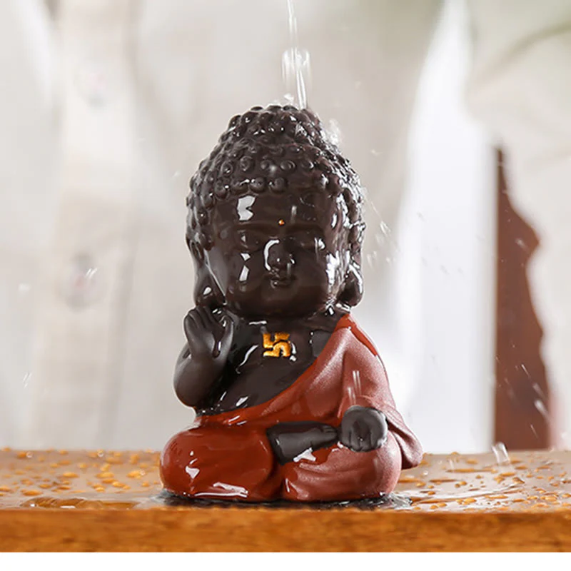 Buddha Stones Mały Budda Spokój Fioletowa Glina Dekoracja Biurka Domowego - Image 13