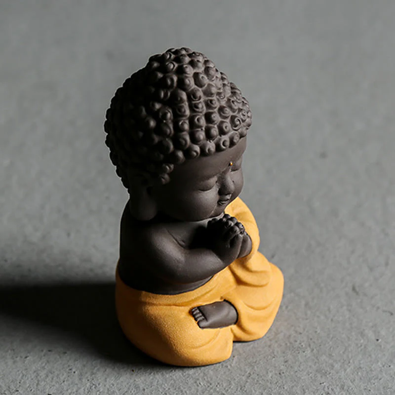 Buddha Stones Mały Budda Spokój Fioletowa Glina Dekoracja Biurka Domowego - Image 22