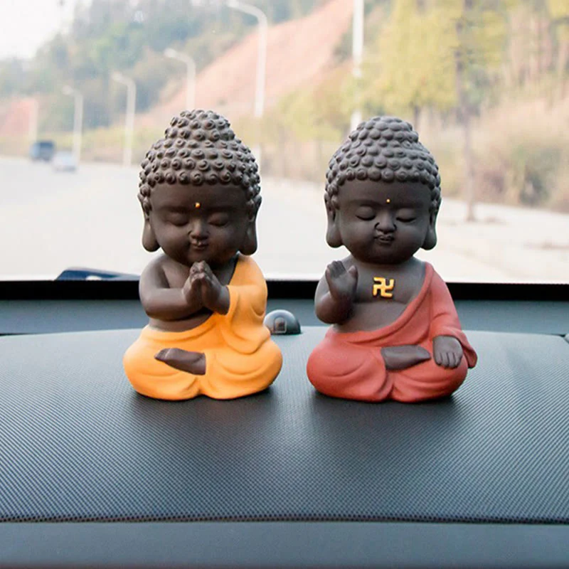 Buddha Stones Mały Budda Spokój Fioletowa Glina Dekoracja Biurka Domowego - Image 26
