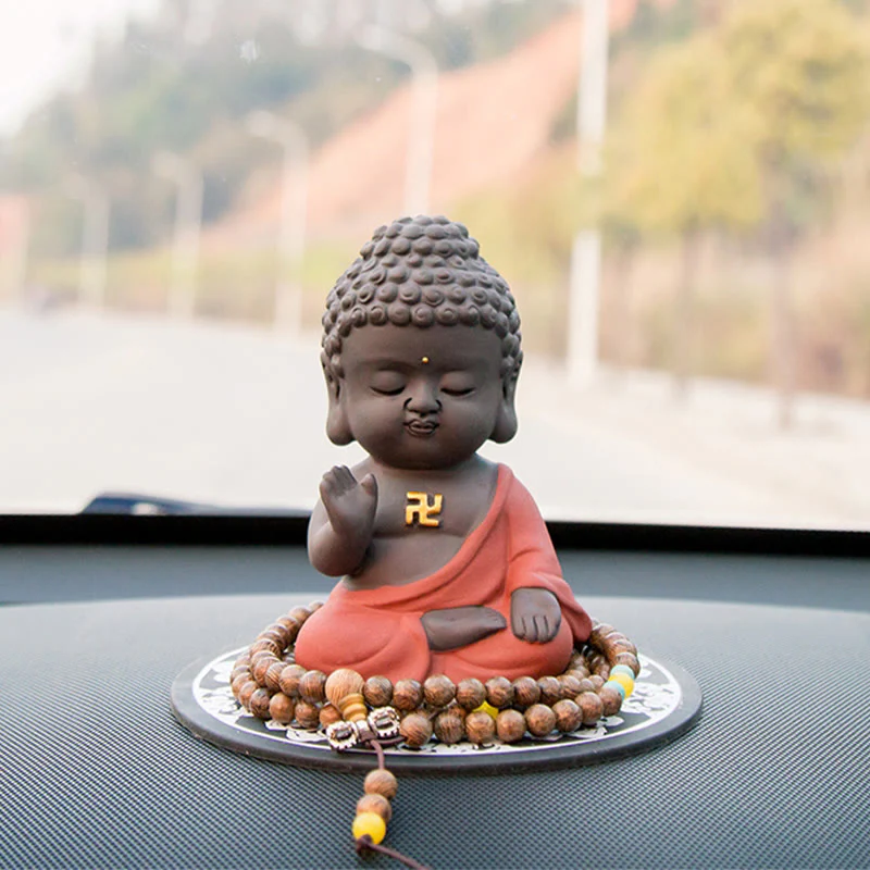 Buddha Stones Mały Budda Spokój Fioletowa Glina Dekoracja Biurka Domowego - Image 9