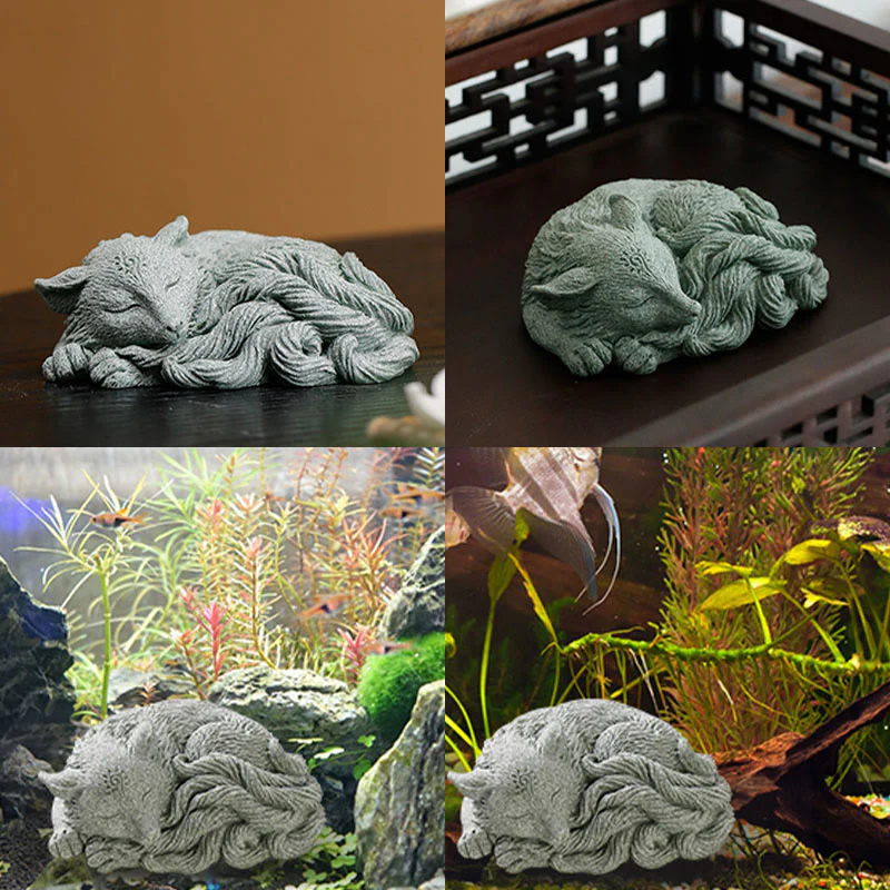 Buddha Stones Mały Dziewięcioogonowy Lis Ochrona Dom Herbata Figurka Dekoracja - Image 7