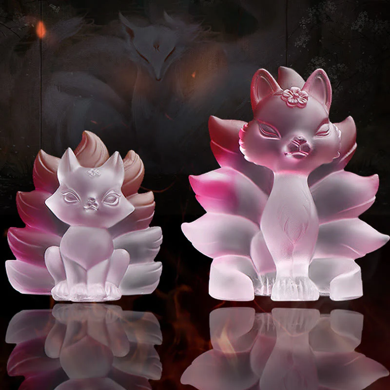 Buddha Stones Mały Dziewięcioogonowy Lis Sukces Siła Domowa Figurka Dekoracja