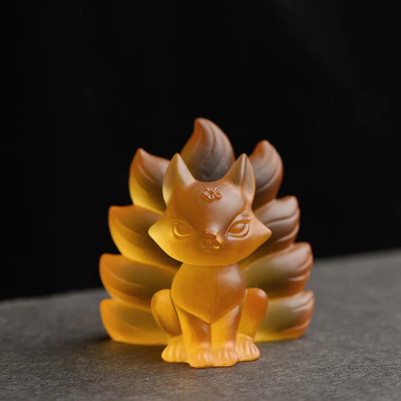 Buddha Stones Mały Dziewięcioogonowy Lis Sukces Siła Domowa Figurka Dekoracja - Image 11