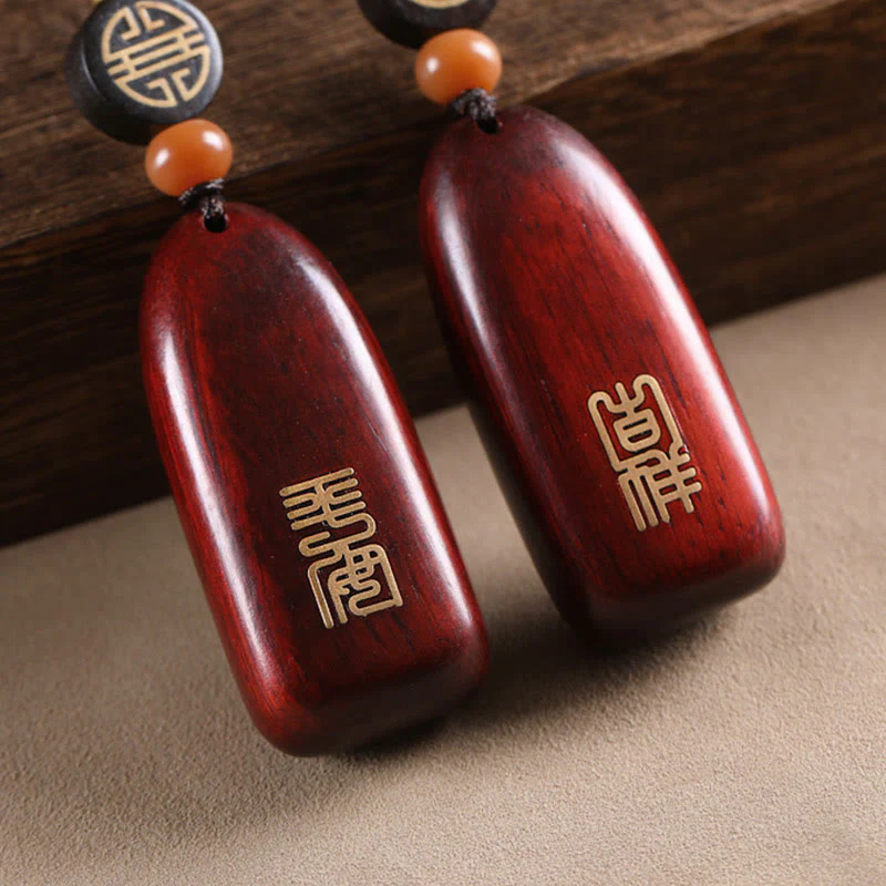 Buddha Stones Mały liść Czerwony sandałowiec Drewno hebanowe Pokój Pomyślna Miedź Moneta Ochrona Brelok - Image 13