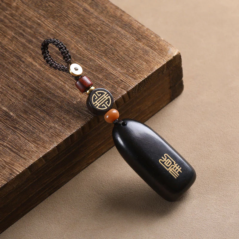 Buddha Stones Mały liść Czerwony sandałowiec Drewno hebanowe Pokój Pomyślna Miedź Moneta Ochrona Brelok - Image 19