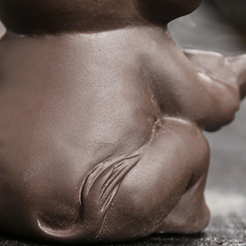Buddha Stones Mały Słoń Trzymający Liść Fioletowa Glina Fontanna Dymna Z Przepływem Wstecznym Uzdrawiająca Kadzielnica Dekoracja - Image 14
