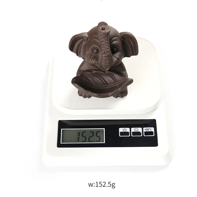 Buddha Stones Mały Słoń Trzymający Liść Fioletowa Glina Fontanna Dymna Z Przepływem Wstecznym Uzdrawiająca Kadzielnica Dekoracja - Image 17