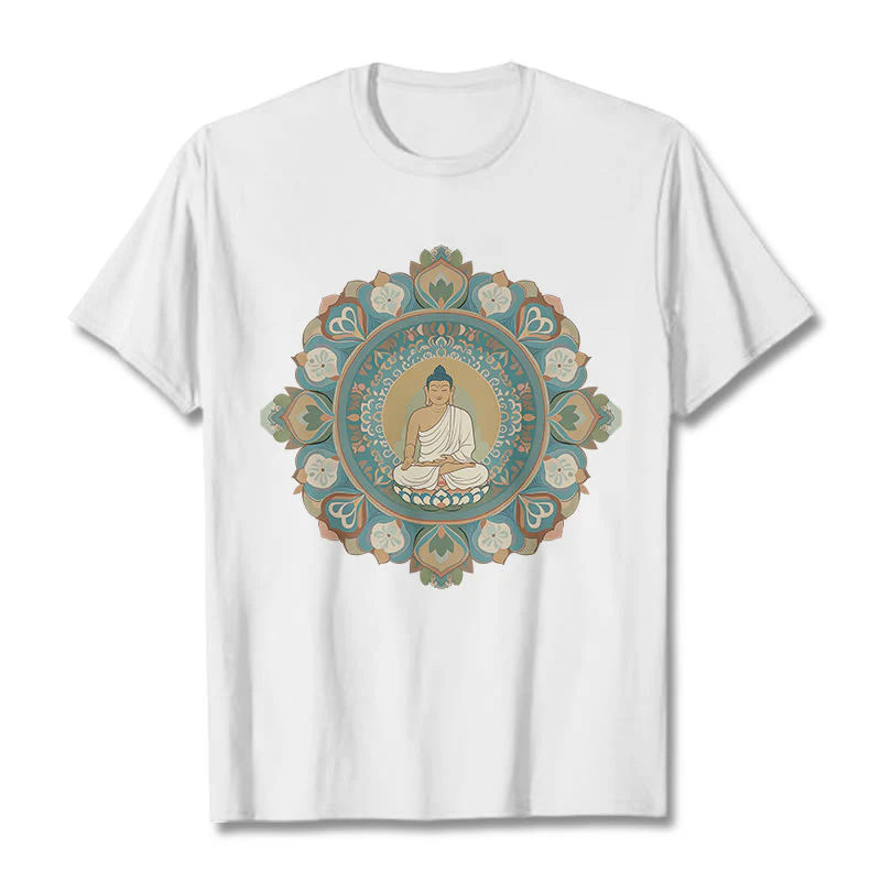Buddha Stones Mandala Kwiat Buddy Koszulka T-shirt - Image 3