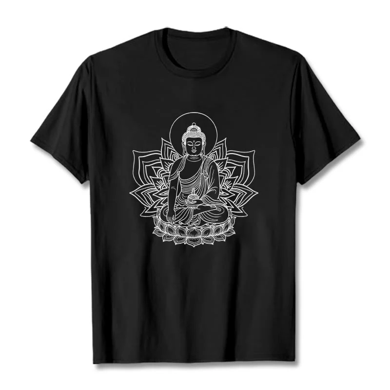 Buddha Stones Medycyna Budda Siedzący Na Postumencie Lotosu Koszulka T-shirt