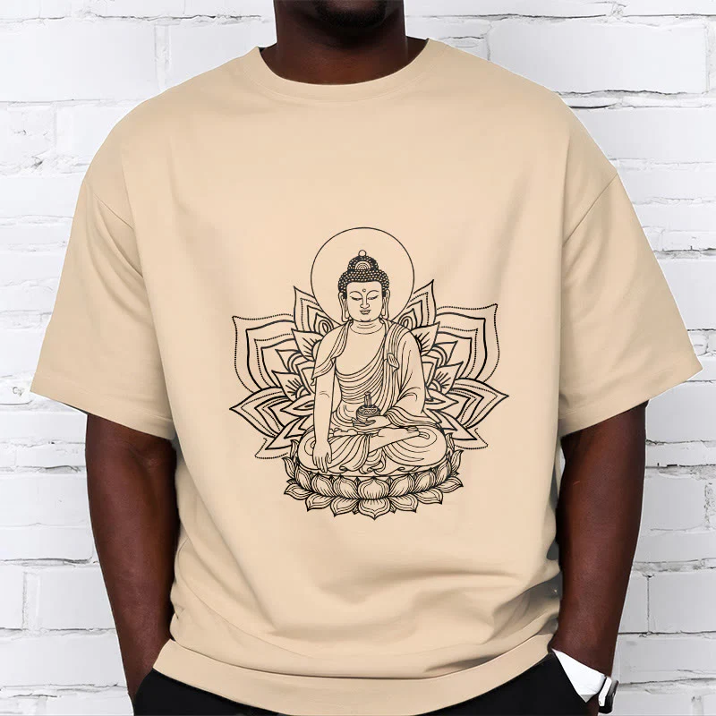 Buddha Stones Medycyna Budda Siedzący Na Postumencie Lotosu Koszulka T-shirt - Image 10