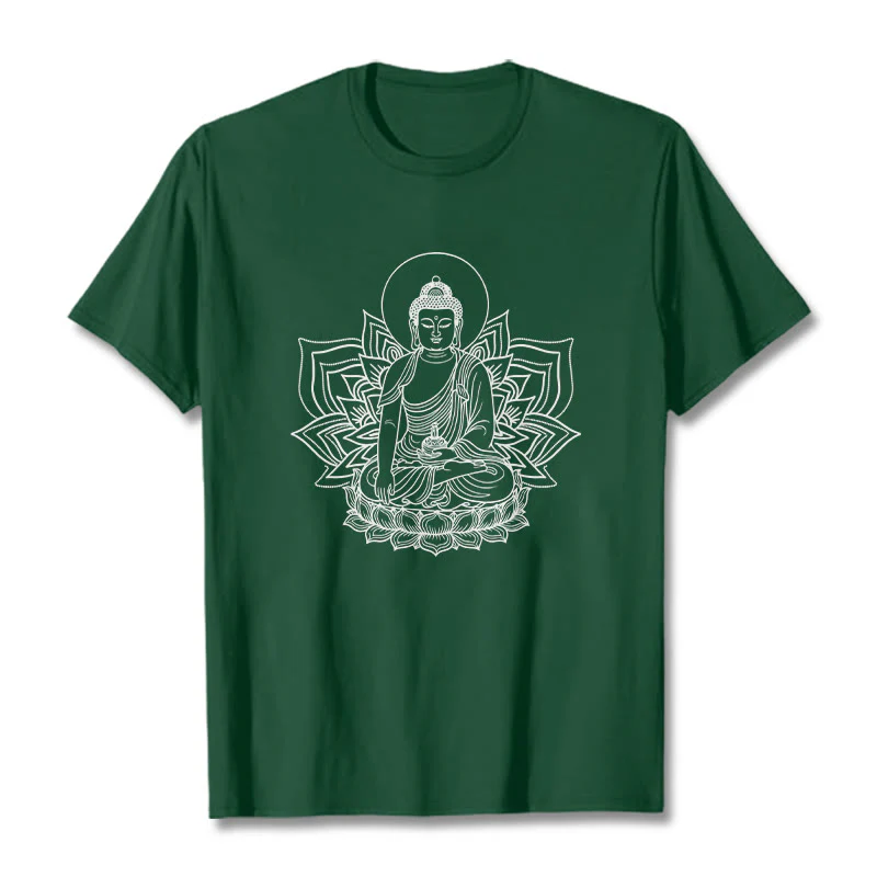 Buddha Stones Medycyna Budda Siedzący Na Postumencie Lotosu Koszulka T-shirt - Image 11