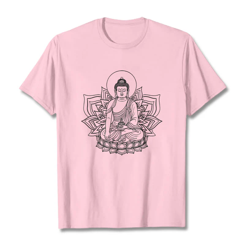 Buddha Stones Medycyna Budda Siedzący Na Postumencie Lotosu Koszulka T-shirt - Image 13