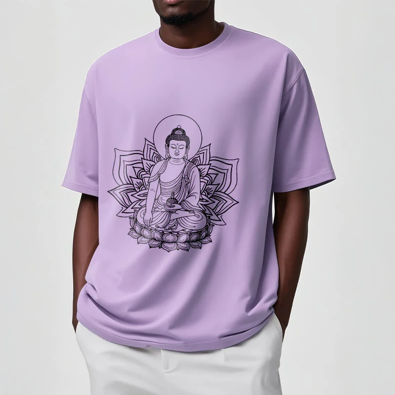 Buddha Stones Medycyna Budda Siedzący Na Postumencie Lotosu Koszulka T-shirt - Image 18