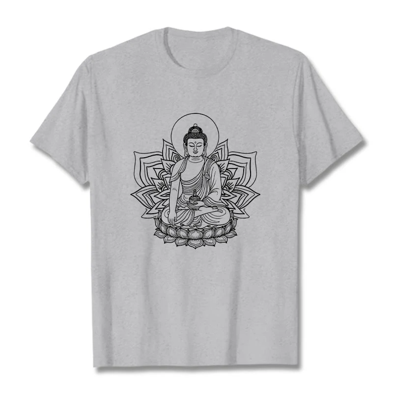 Buddha Stones Medycyna Budda Siedzący Na Postumencie Lotosu Koszulka T-shirt - Image 20