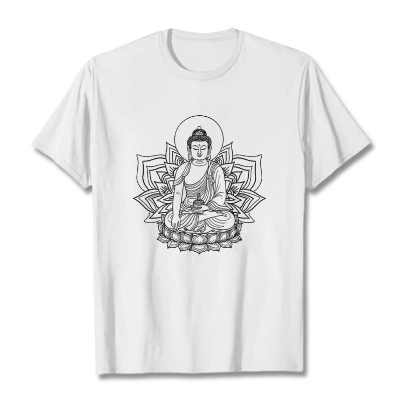 Buddha Stones Medycyna Budda Siedzący Na Postumencie Lotosu Koszulka T-shirt - Image 6
