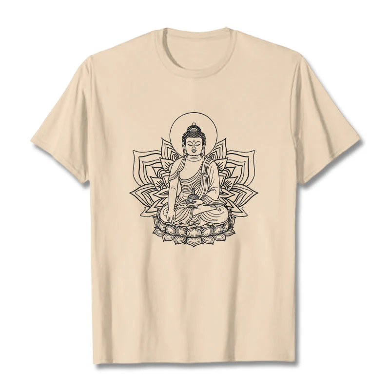 Buddha Stones Medycyna Budda Siedzący Na Postumencie Lotosu Koszulka T-shirt - Image 9