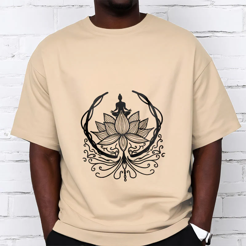 Buddha Stones Medytacja Budda Siedzący Wewnątrz Kwiatu Lotosu Koszulka T-shirt - Image 12