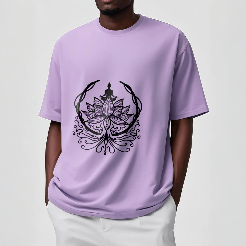 Buddha Stones Medytacja Budda Siedzący Wewnątrz Kwiatu Lotosu Koszulka T-shirt - Image 18