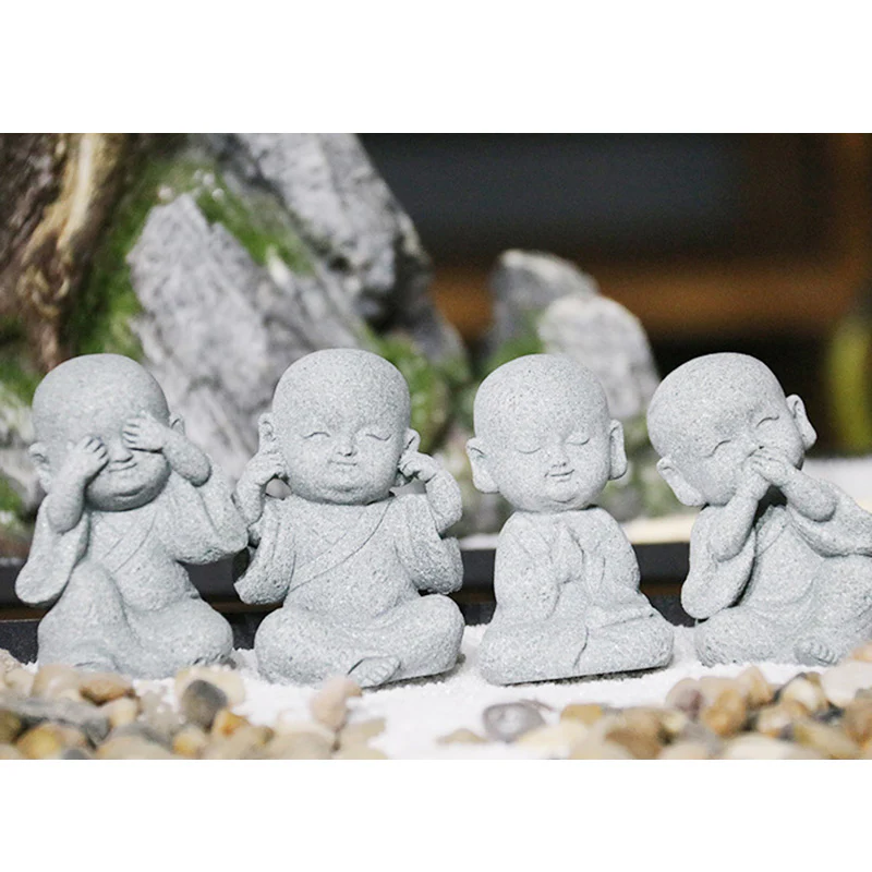 Buddha Stones Medytacja Modlitwa Mnich Statua Buddy Spokój Dekoracja Domu - Image 19