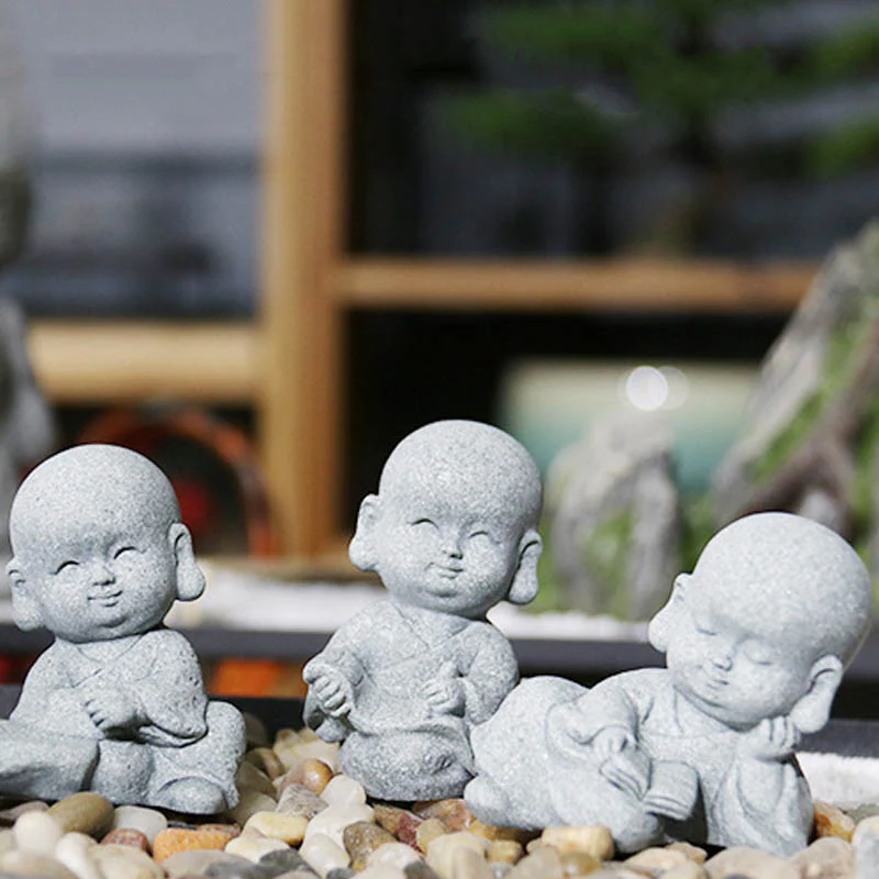 Buddha Stones Medytacja Modlitwa Mnich Statua Buddy Spokój Dekoracja Domu - Image 3