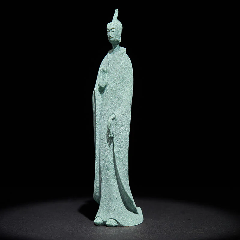 Buddha Stones Medytacja Stojący Budda Posąg z Piaskowca Dekoracja Domu 3,8*6,5*17 cm