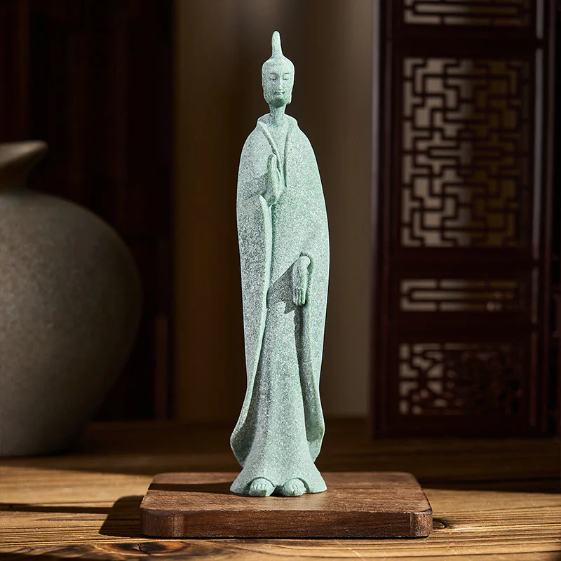 Buddha Stones Medytacja Stojący Budda Posąg z Piaskowca Dekoracja Domu 3,8*6,5*17 cm - Image 2