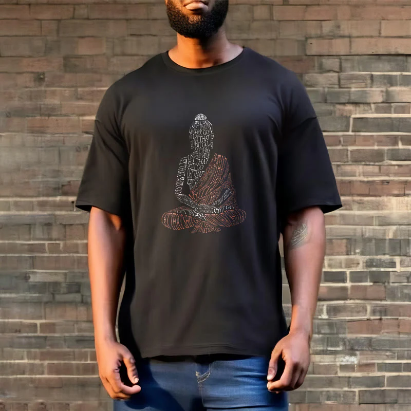 Buddha Stones Medytujący Budda Let That Shit Go Wzór T-shirt - Image 6