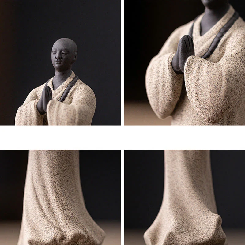 Buddha Stones Medytujący Modlący się Mnich Figurka Ceramiczna Współczucie Spokój Dekoracja Domu - Image 19