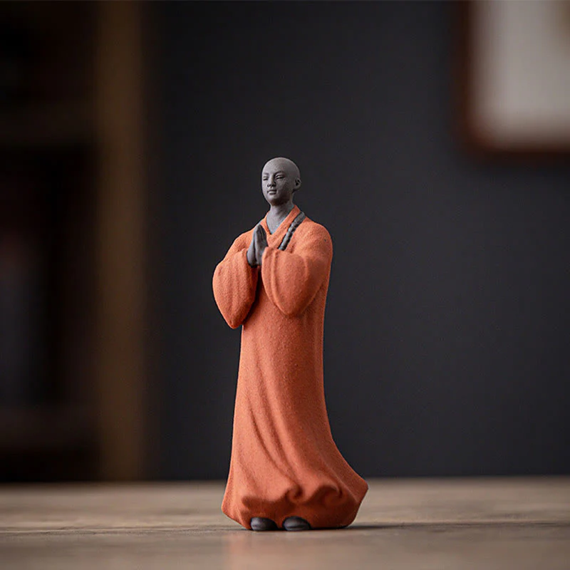 Buddha Stones Medytujący Modlący się Mnich Figurka Ceramiczna Współczucie Spokój Dekoracja Domu - Image 5