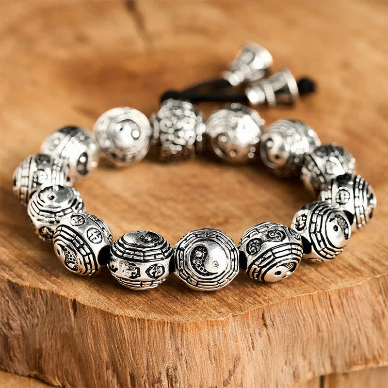 Buddha Stones Miedziana bransoletka z okrągłymi koralikami Bagua Yin Yang Harmony - Image 3