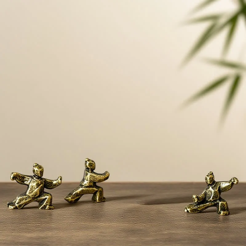 Buddha Stones Miedziana figurka dekoracyjna Tai Chi Warrior Mini Zen - Image 10