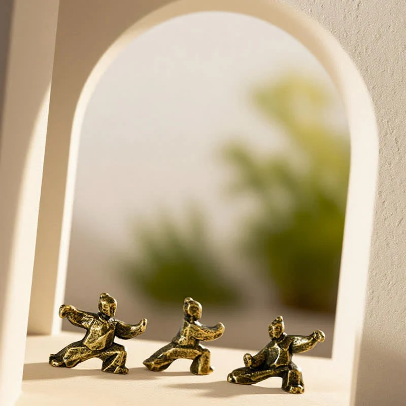 Buddha Stones Miedziana figurka dekoracyjna Tai Chi Warrior Mini Zen - Image 17