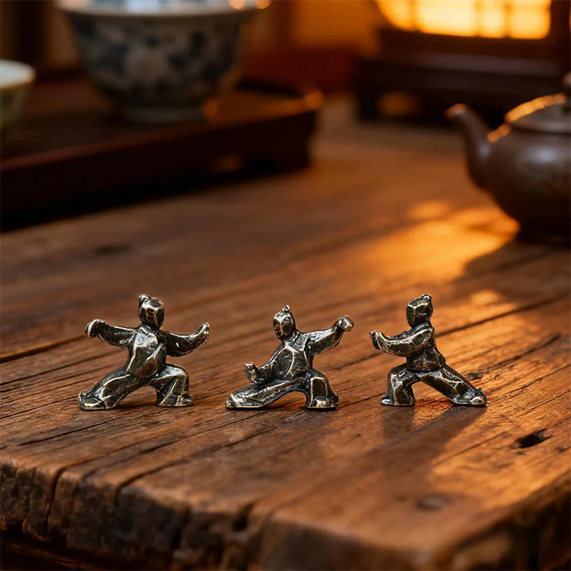 Buddha Stones Miedziana figurka dekoracyjna Tai Chi Warrior Mini Zen - Image 8