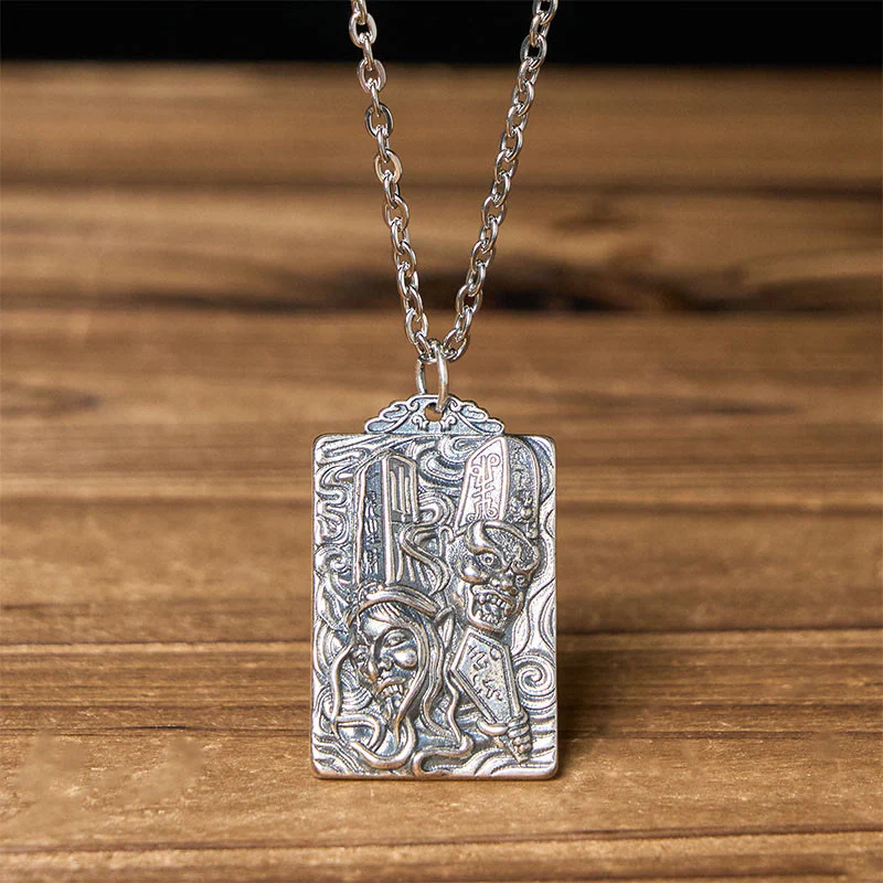 Buddha Stones Miedziano-czarno-biały naszyjnik z wisiorkiem w kształcie równowagi