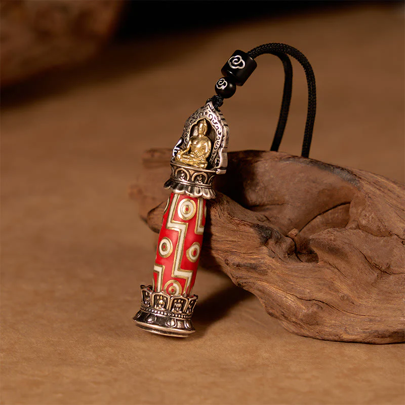 Buddha Stones Miedziany naszyjnik z koralikami Dzi z dziewięcioma oczkami i ochroną w stylu tybetańskim - Image 2