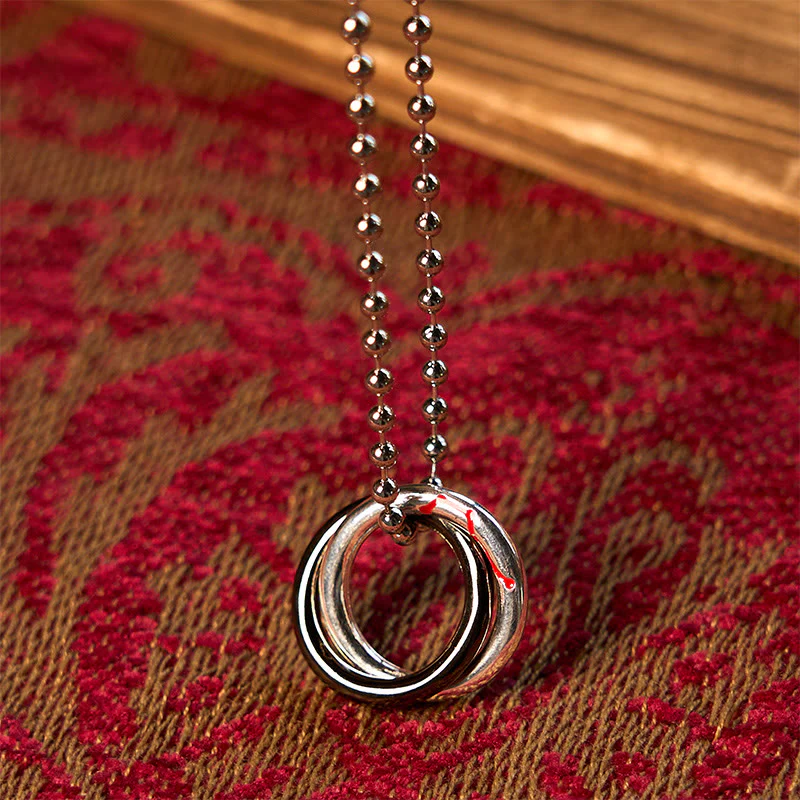 Buddha Stones Miedziany Qiankun Hoop Wielki Wóz Szczęście Naszyjnik Wisiorek - Image 2