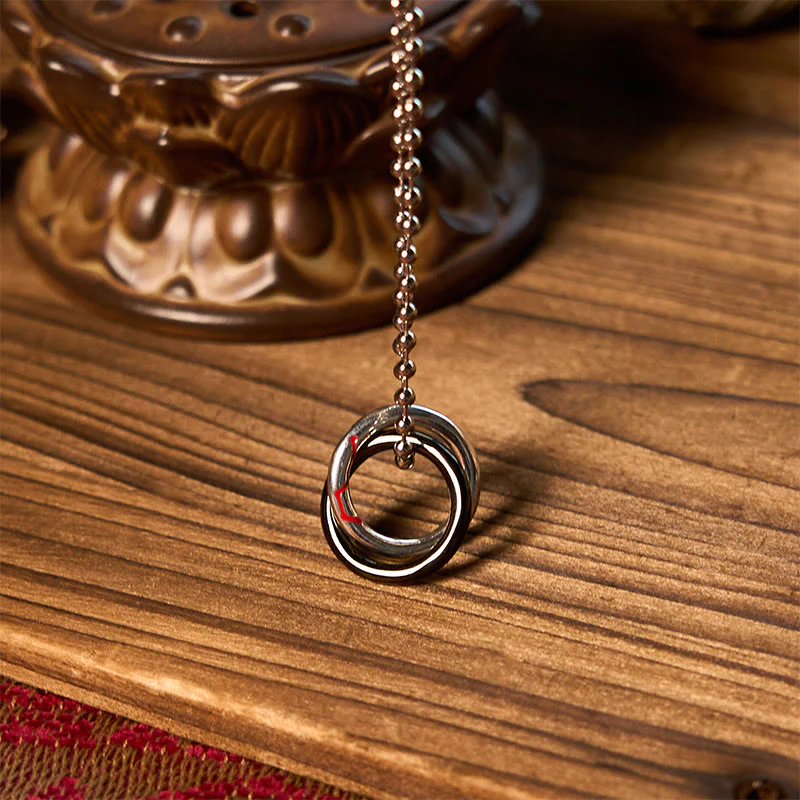 Buddha Stones Miedziany Qiankun Hoop Wielki Wóz Szczęście Naszyjnik Wisiorek - Image 4