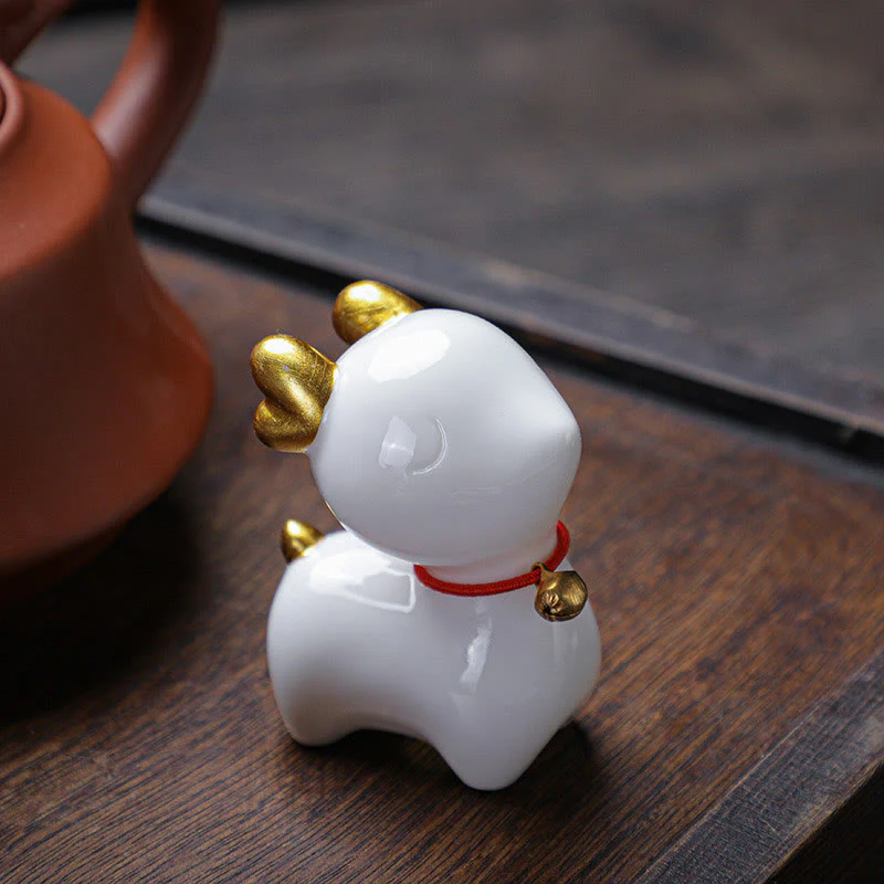 Buddha Stones Mini Jeleń Herbata Zwierzę Ceramiczne Figurka Dekoracja Biurka Domowego - Image 3