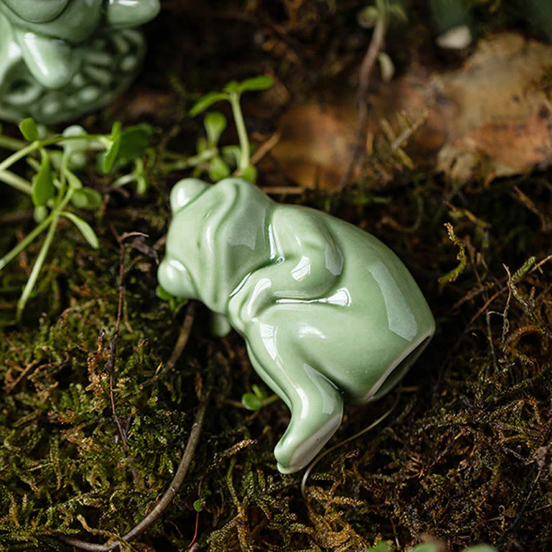 Buddha Stones Mini Mała Medytacja Lotos Spoczywająca Żaba Ceramiczna Bogactwo Szczęście Dom Herbata Figurka Dekoracja - Image 14
