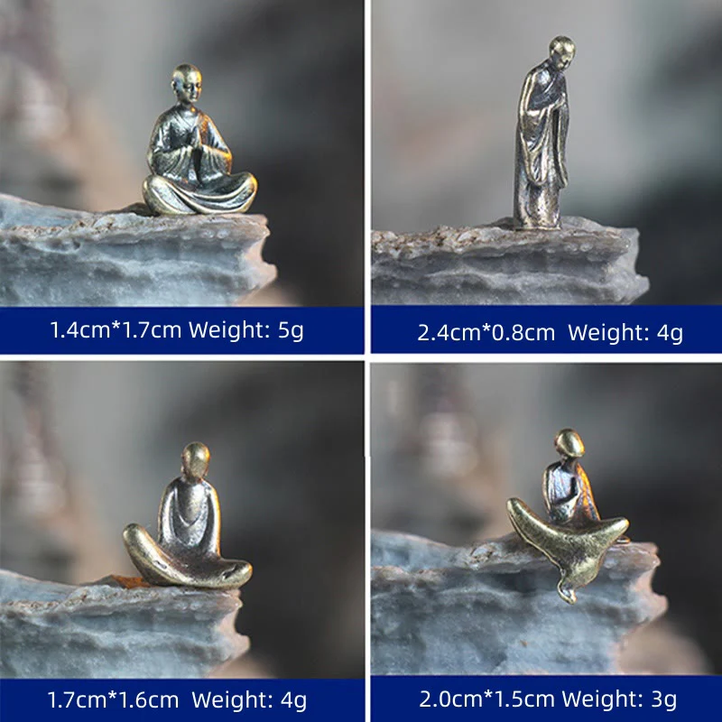 Buddha Stones Mini Medytacja Budda Metalowy Mnich Spokój Dekoracja Domu - Image 9