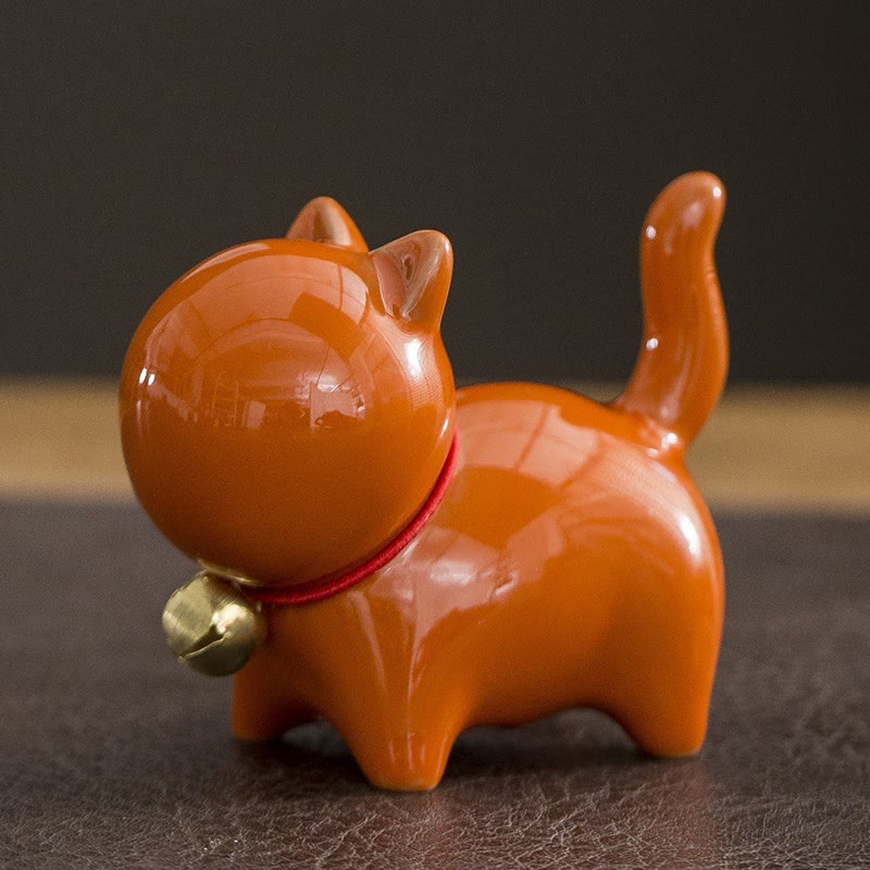 Buddha Stones Mini Słodkie Szczęśliwe Dzwonki Kot Herbata Zwierzę Ceramiczne Figurka Dekoracja Biurka Domowego - Image 11