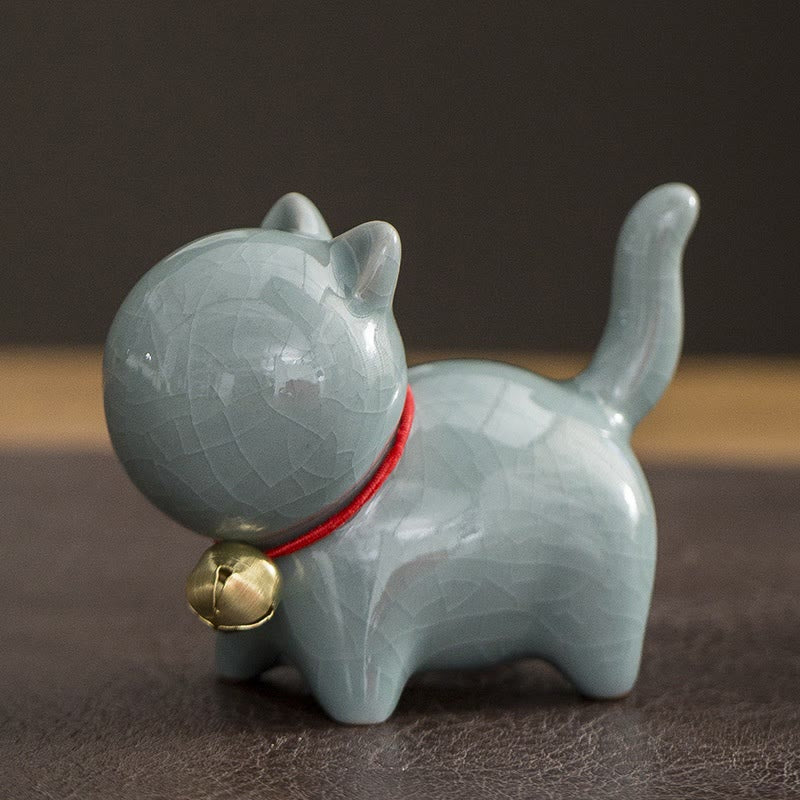 Buddha Stones Mini Słodkie Szczęśliwe Dzwonki Kot Herbata Zwierzę Ceramiczne Figurka Dekoracja Biurka Domowego - Image 13