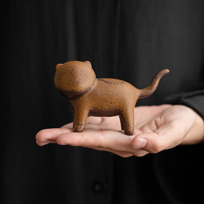 Buddha Stones Mini Stojący Kot Feng Shui Żaba Ropucha Herbata Zwierzę Ceramiczne Figurka Biurko Dekoracja Domu - Image 3